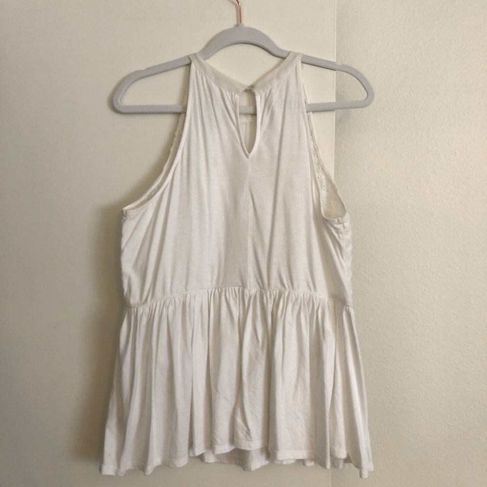 Meadow Rue White Embroidered Halter Tank Top - Picture 3 of 4